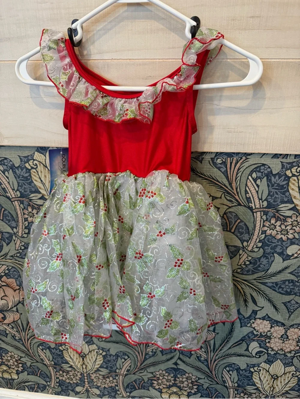 NEW! Double Platinum Christmas Holiday ballet costume, red holly, MC